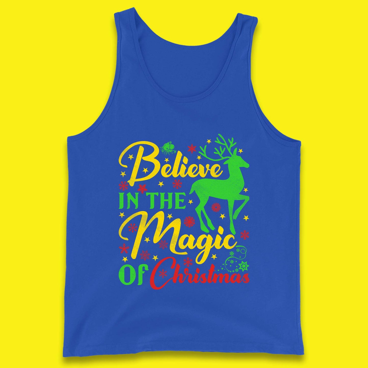 believe in the magic of christmas reindeer tank top