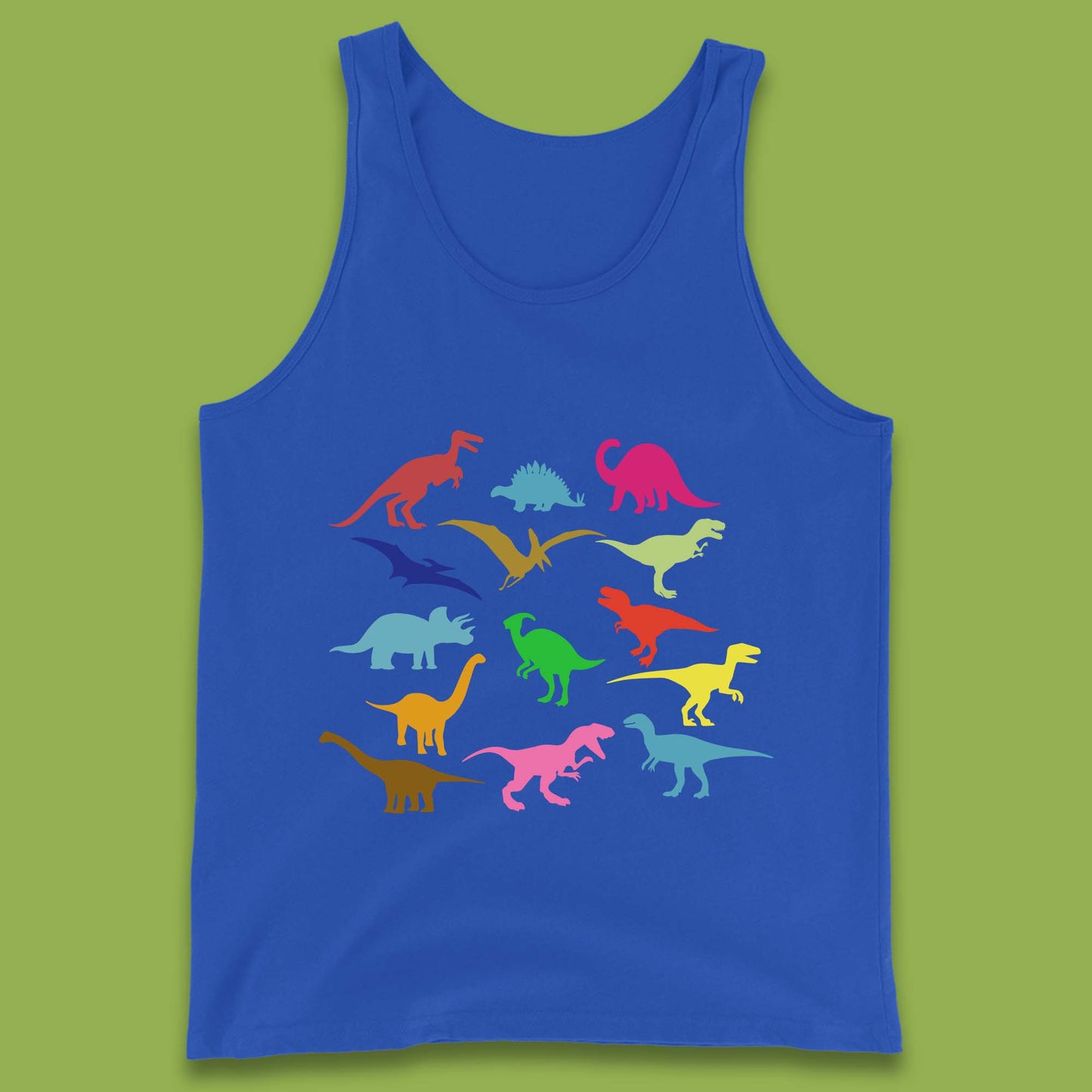 Colourful Dinosaurs Dino Fossil Dinosaurs Wild Nature Prehistoric Paleontology Velociraptor Tank Top
