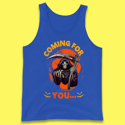Coming For You Grim Reaper Halloween Skeleton With Scythe Halloween Ghost Tank Top