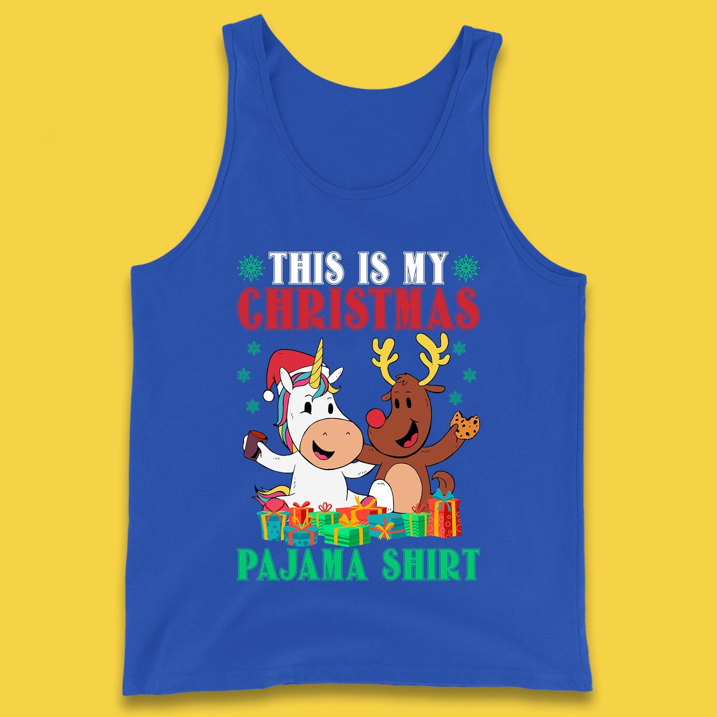 christmas unicorn reindeer tank top