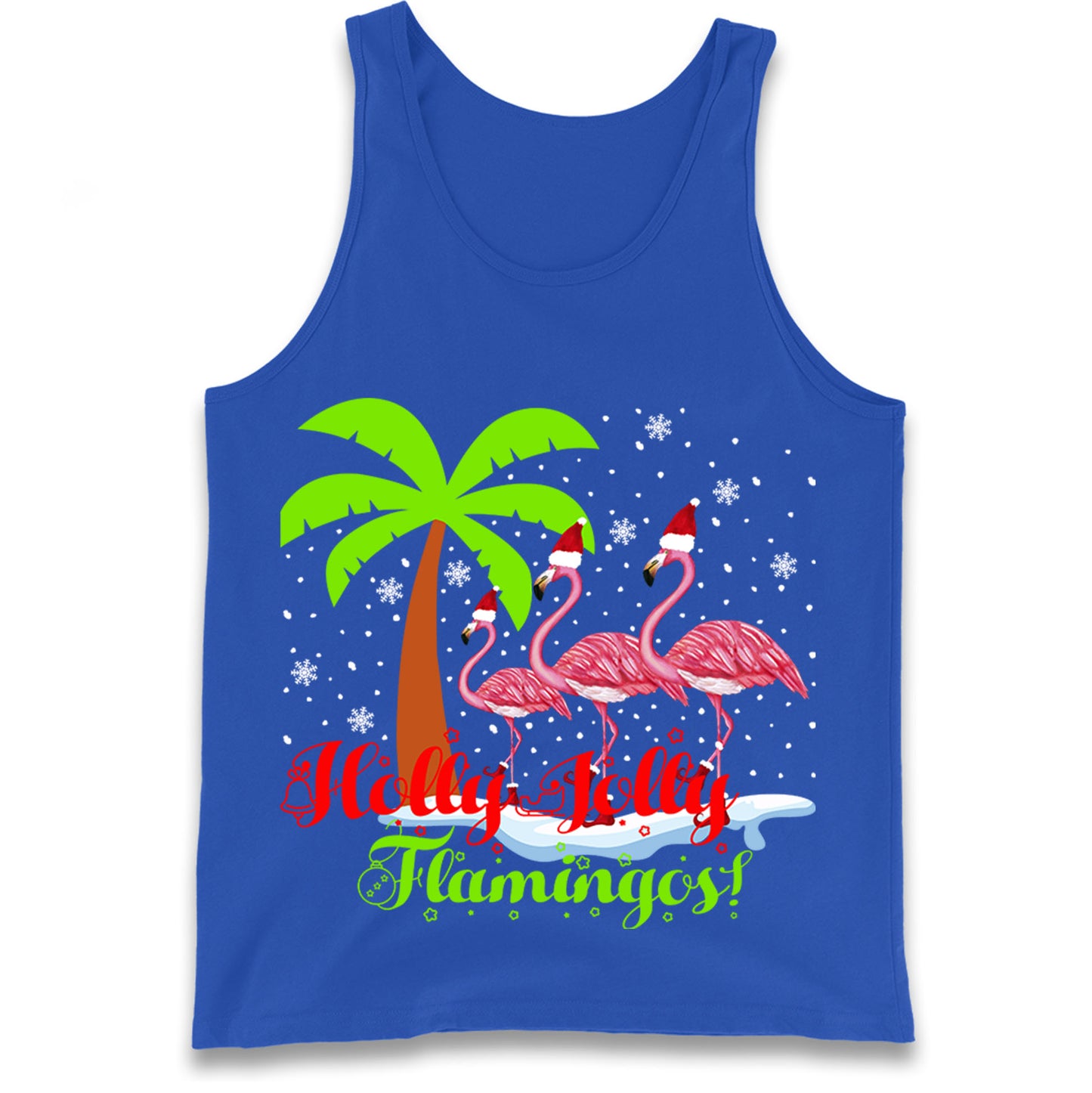 Holly Jolly Flamingos Christmas Tank Top
