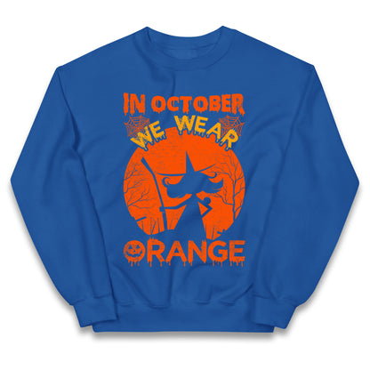 In October We Wear Orange Halloween Jumper
