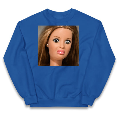 Distressed Doll Face Meme Kids Jumper
