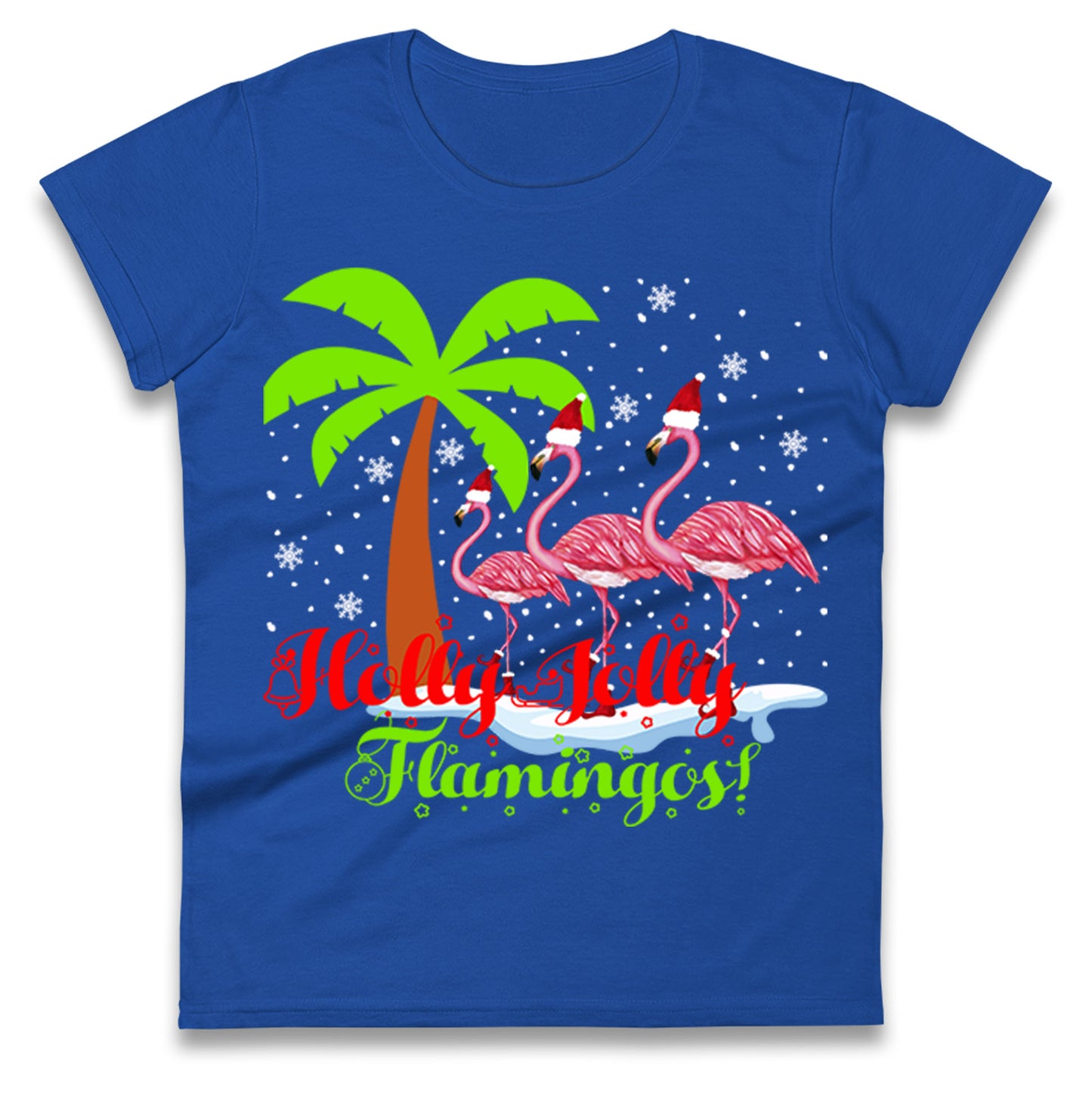 Holly Jolly Flamingos Christmas Womens t shirt
