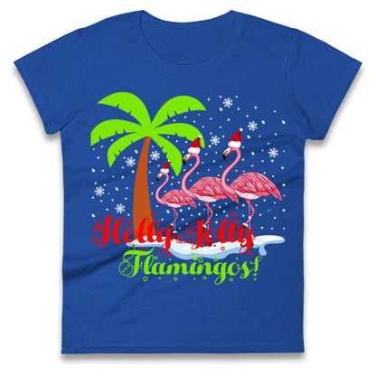 Holly Jolly Flamingos Christmas Womens t shirt