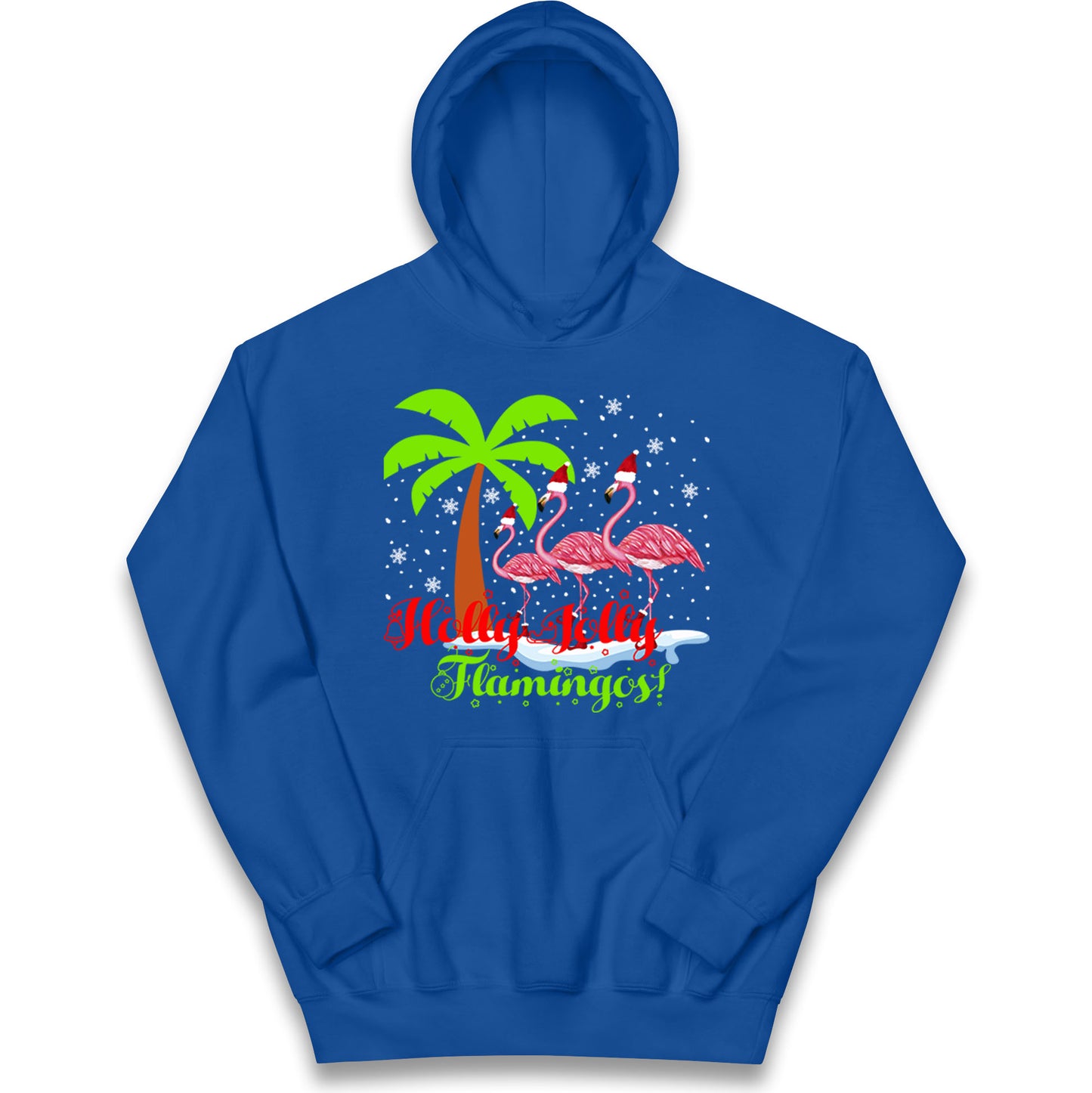 Holly Jolly Flamingos Christmas Kids Hoodie