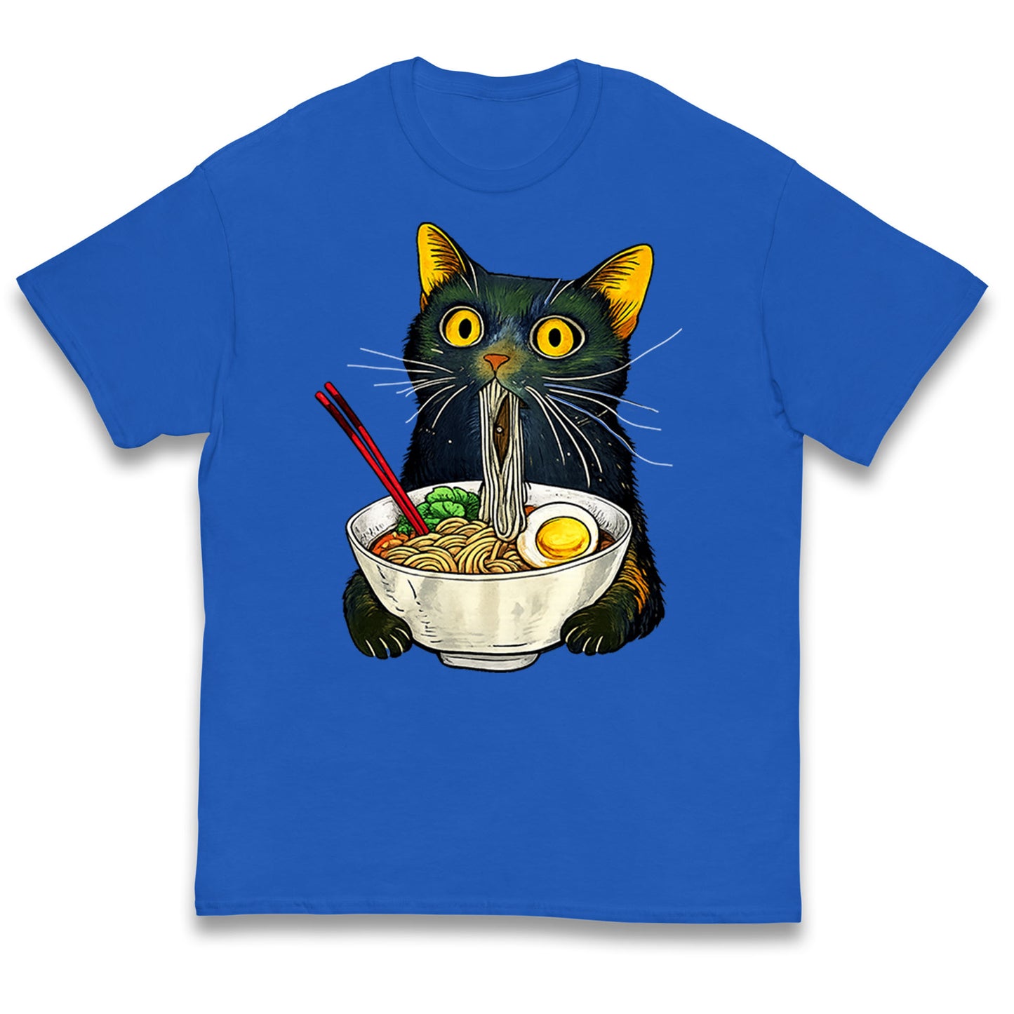 Ramen Noodle Black Cat Foodie Lover Meme Kids T Shirt