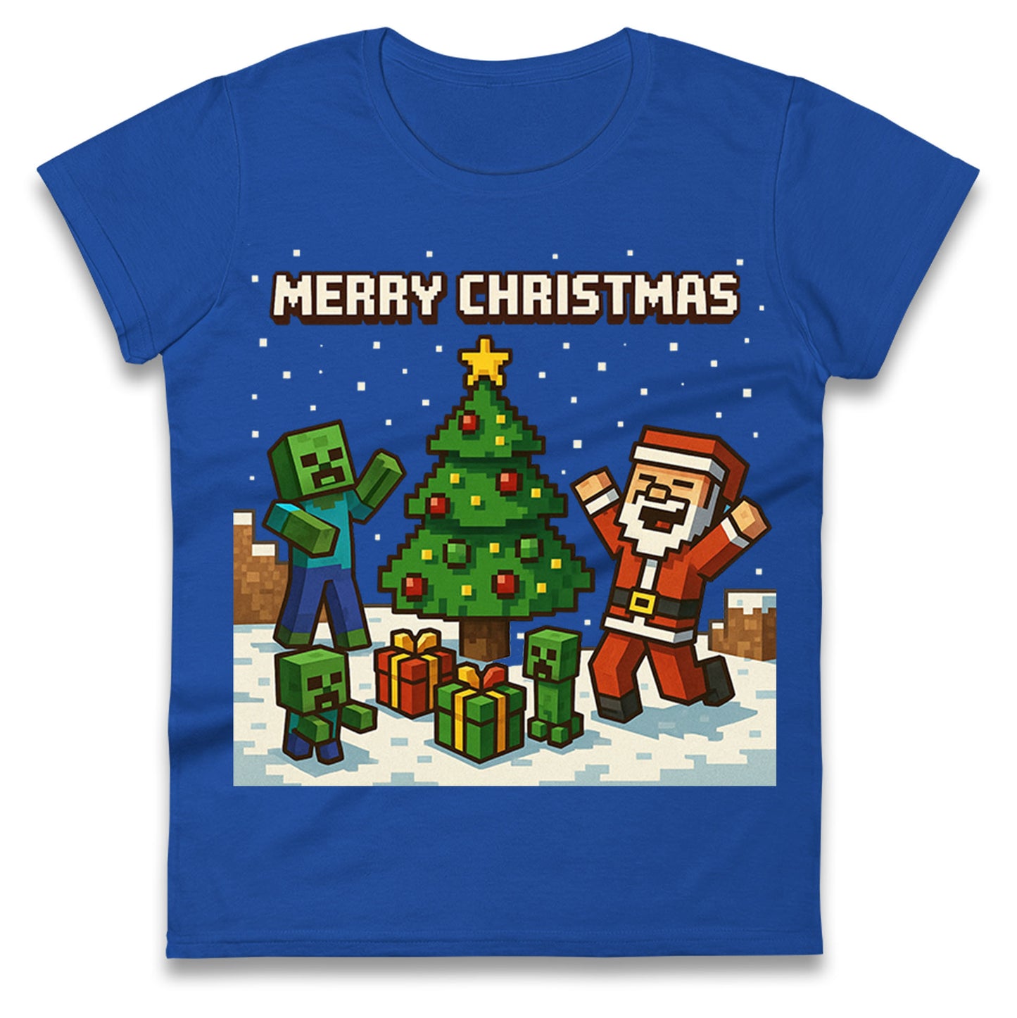 Minecraft Christmas Ladies T Shirt 