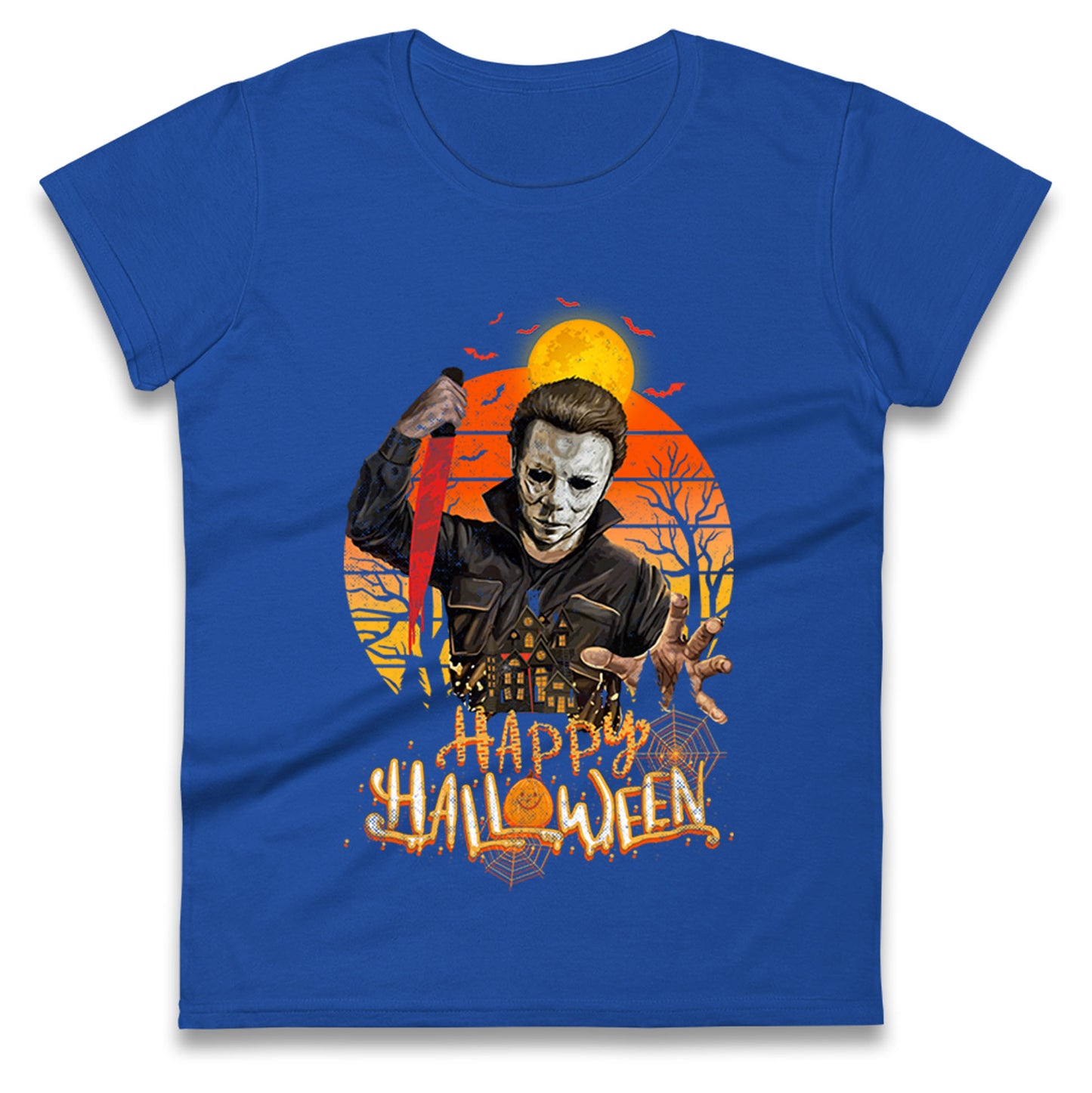 Michael Myers Happy Halloween Womens t shirt