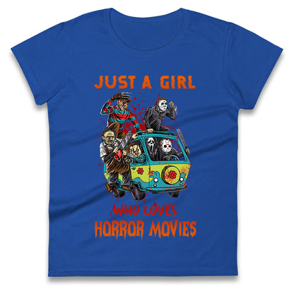 Just A Girl Who Loves Horror Movies Halloween t shirts
