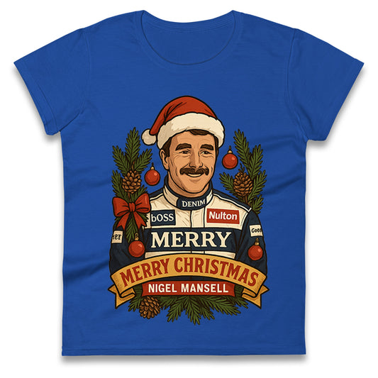 Nigel Mansell Christmas Ladies T Shirt 