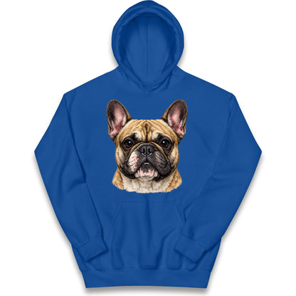 French Bulldog Face Kids Hoodie