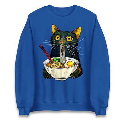 Ramen Noodle Black Cat Foodie Lover Meme Jumper