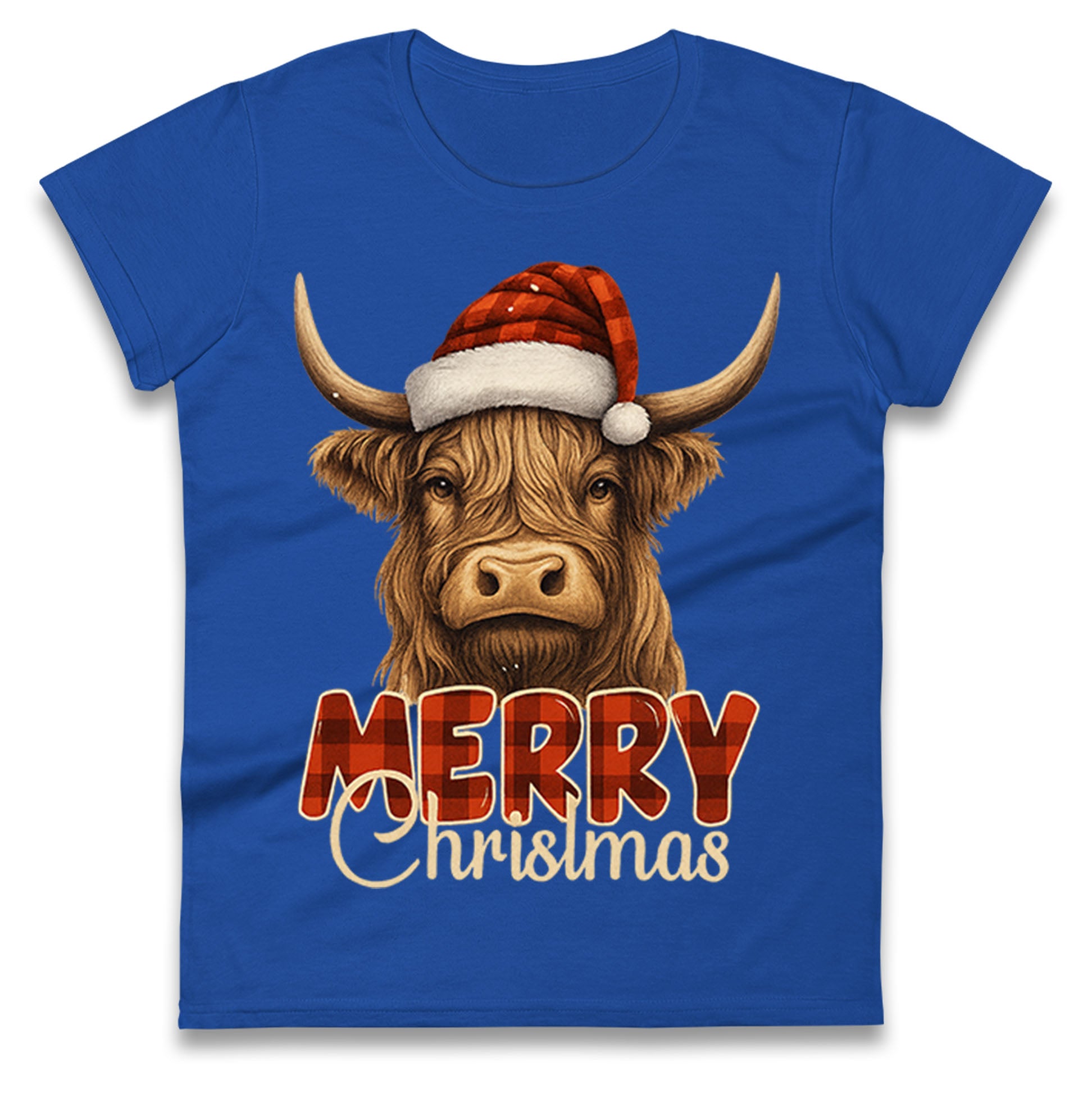 Highland Cow Christmas Ladies T Shirt 