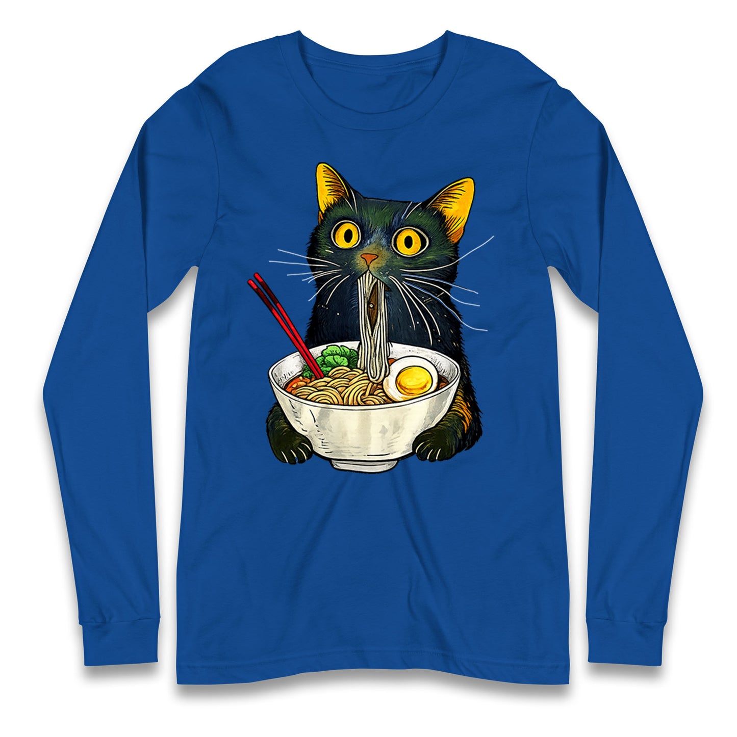 Ramen Noodle Black Cat Foodie  Longsleeve T Shirt 