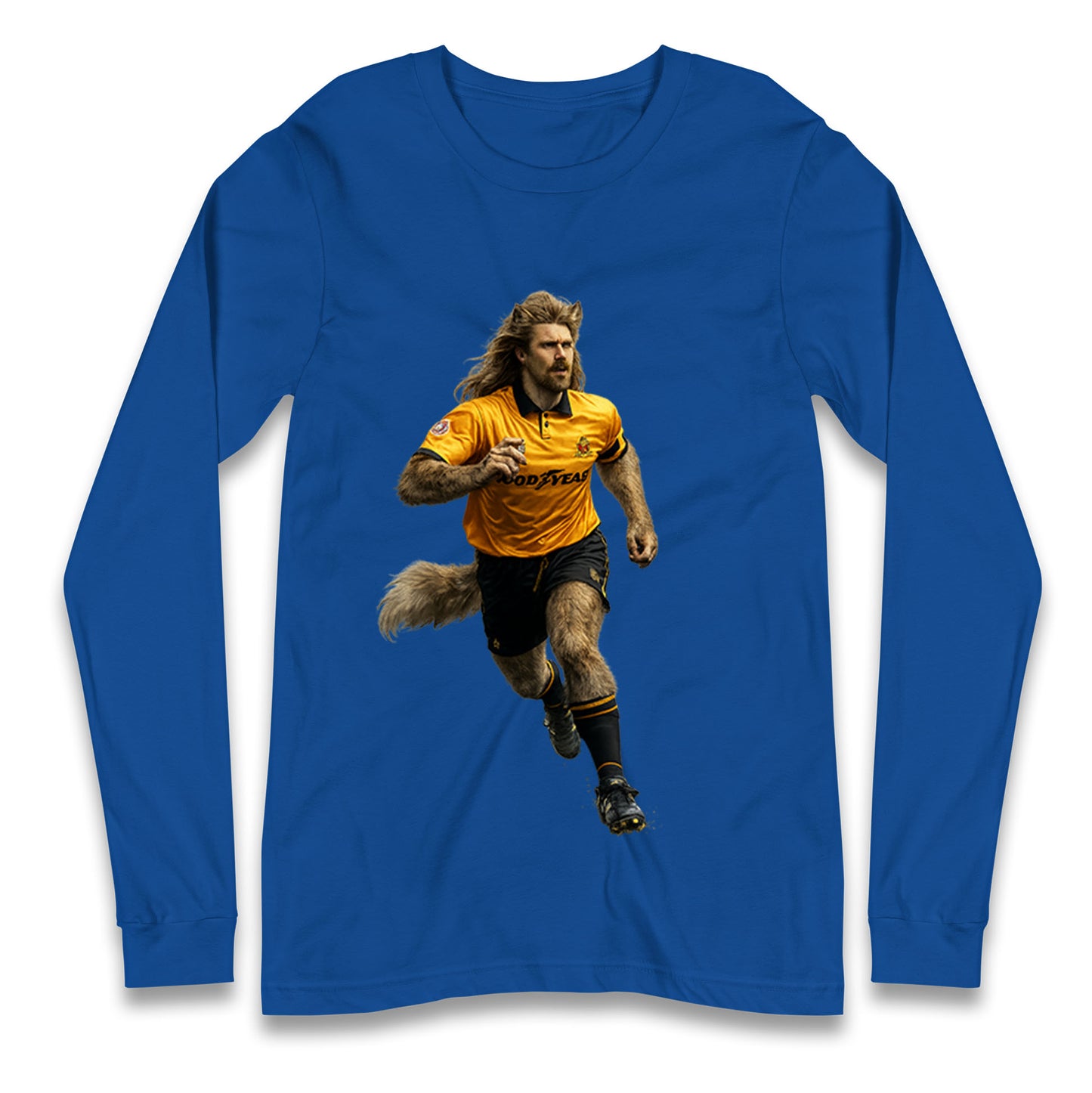 Retro The Wolf Wolves Football Longsleeve T Shirt