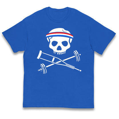Johnny Knoxville Crutch Barbell and Bones Kids T Shirt 
