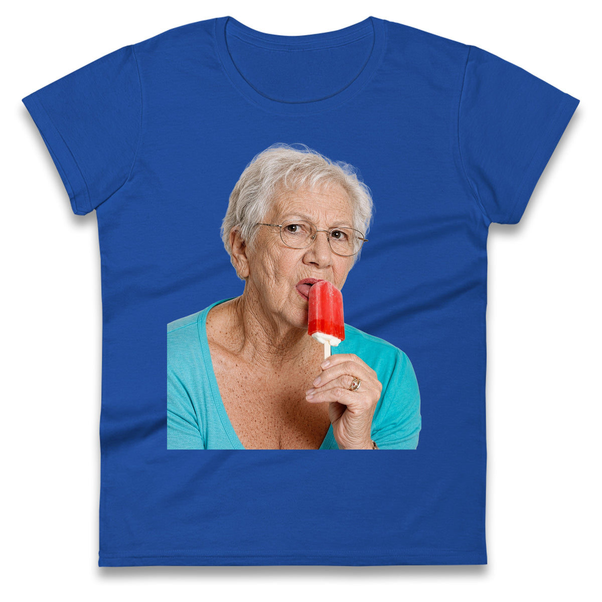 Grandma Licking Lollipop Seductively Ladies T Shirt