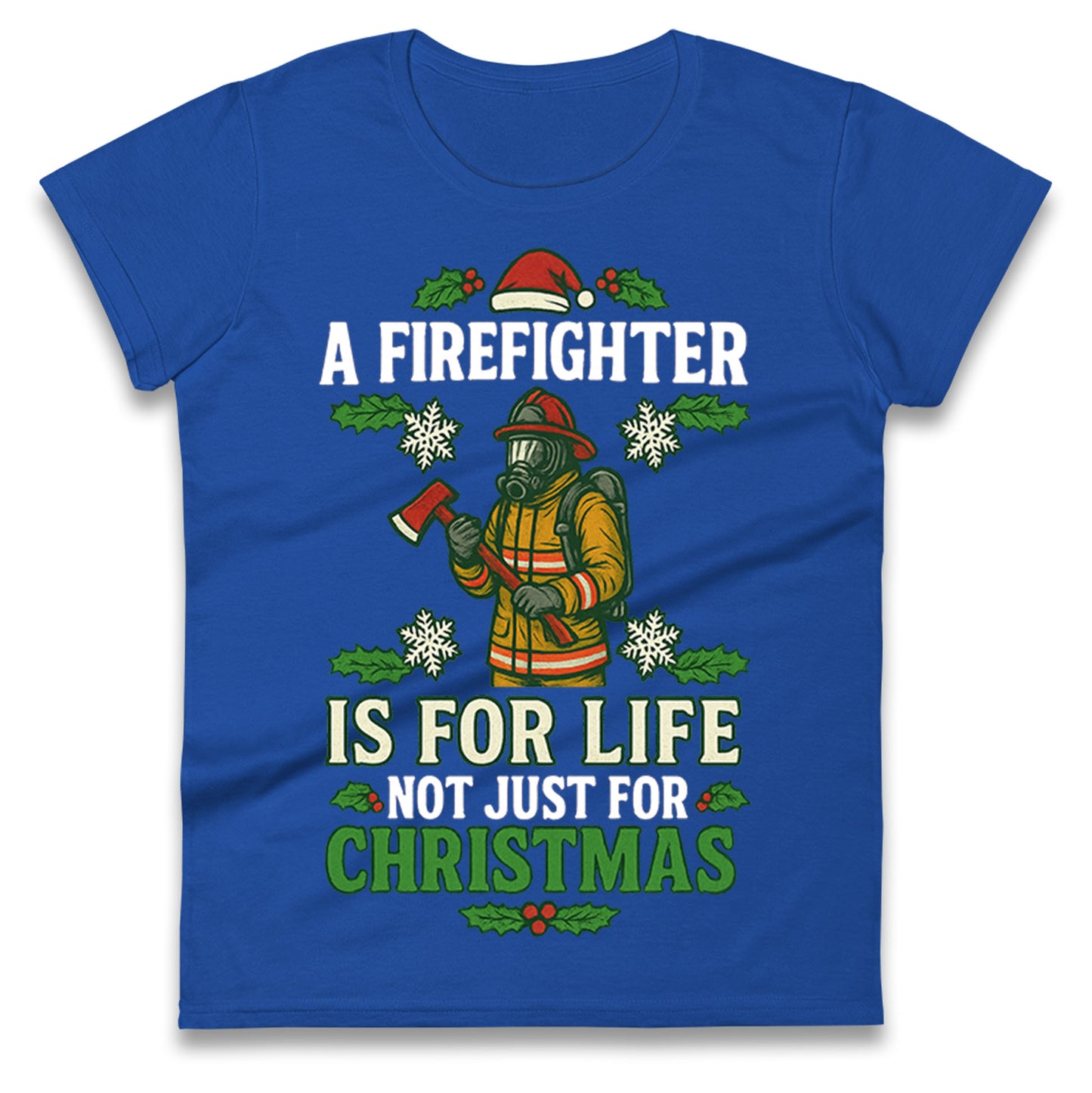 Firefighter Christmas Ladies T Shirt