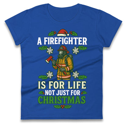 Firefighter Christmas Ladies T Shirt
