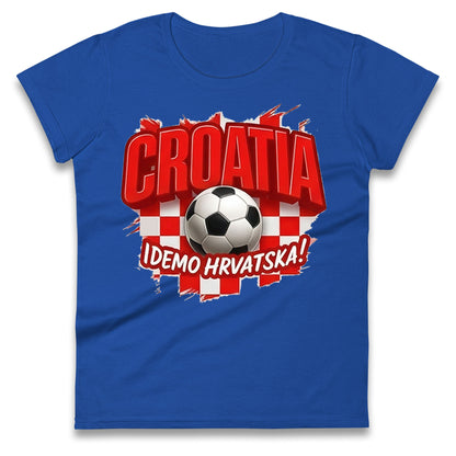 Croatia Retro World Cup Ladies T Shirt