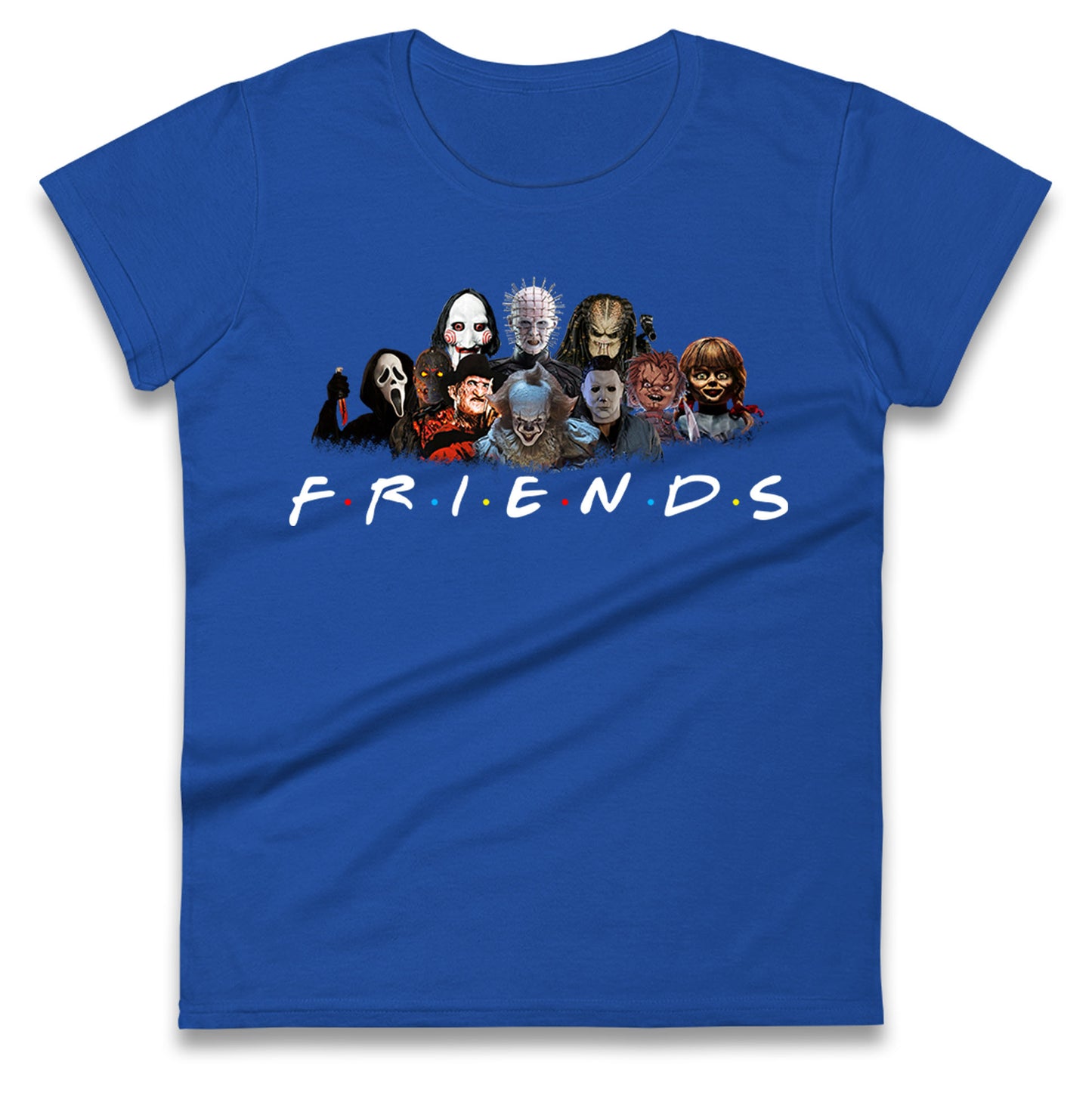 Horror Characters Friends Halloween Womens t shirts