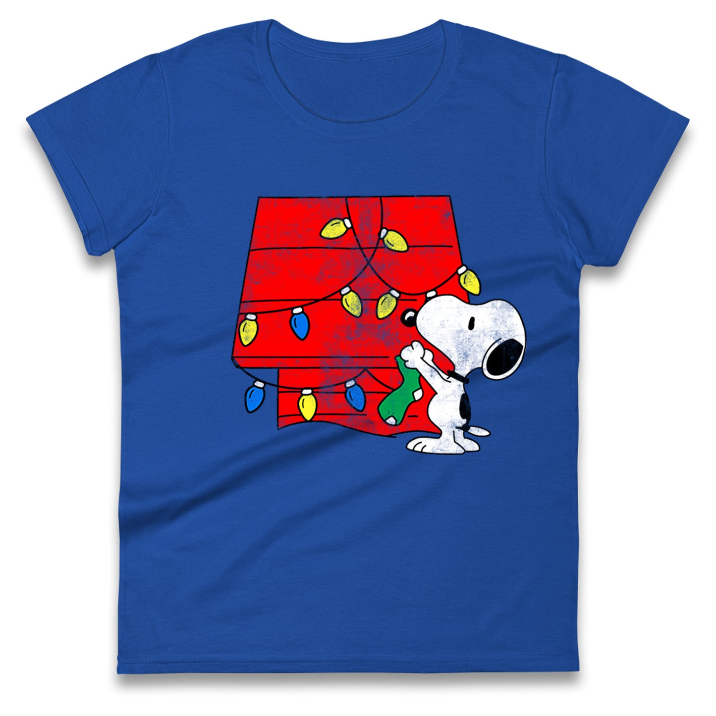 snoopy lighting house christmas womens top