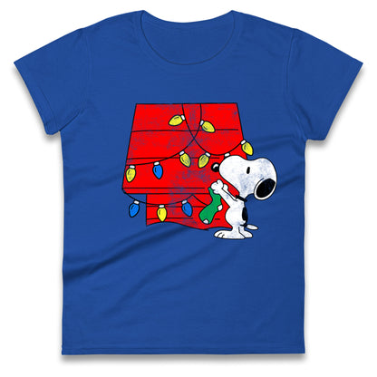 snoopy lighting house christmas womens top