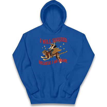 I Will Succeed Because I Am Insane Cowgirl Tiger Kids Hoodie