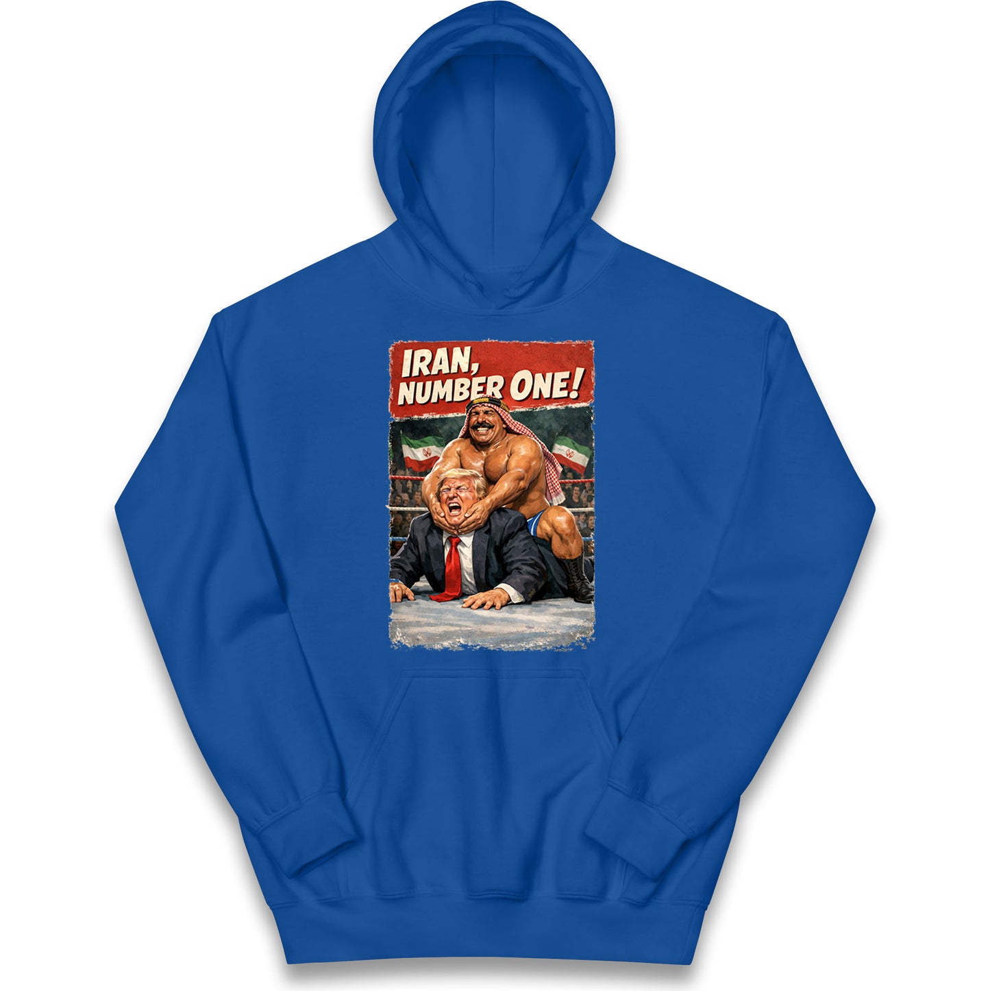 Donald Trump Iron Sheik Iran Wrestling Kids Hoodie