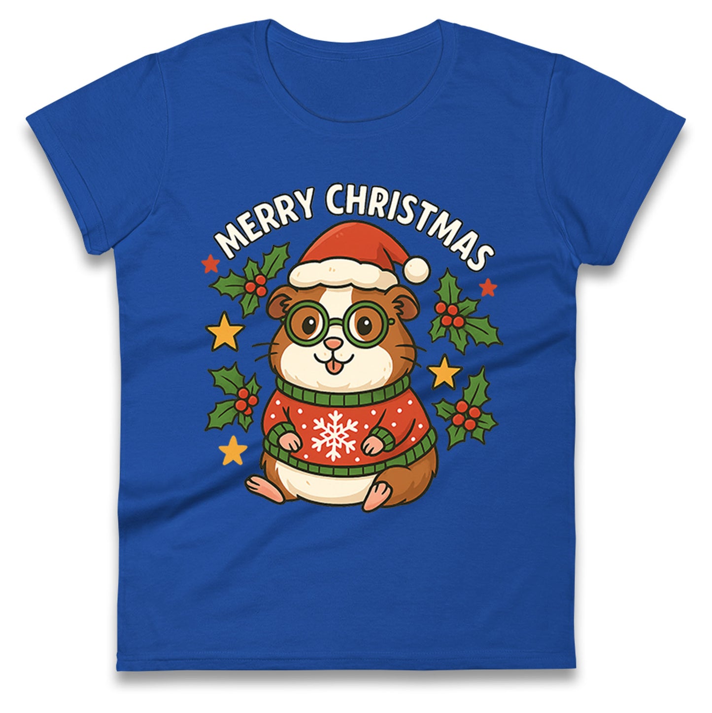 Guinea Pig Christmas Ladies T Shirt