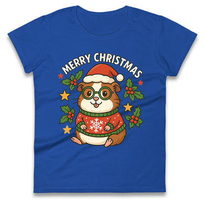 Guinea Pig Christmas Ladies T Shirt