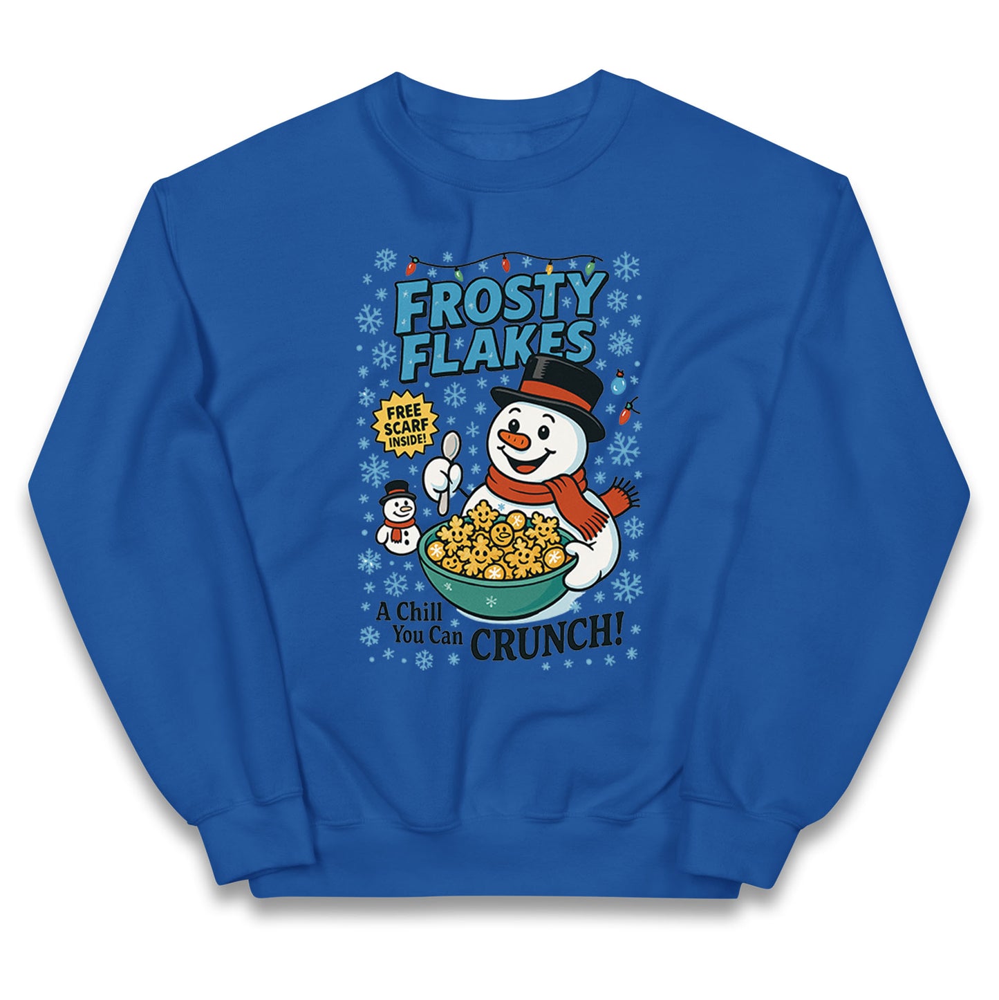 Frosty Flakes Snowman Christmas Kids Jumper