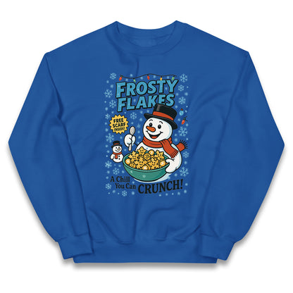 Frosty Flakes Snowman Christmas Kids Jumper