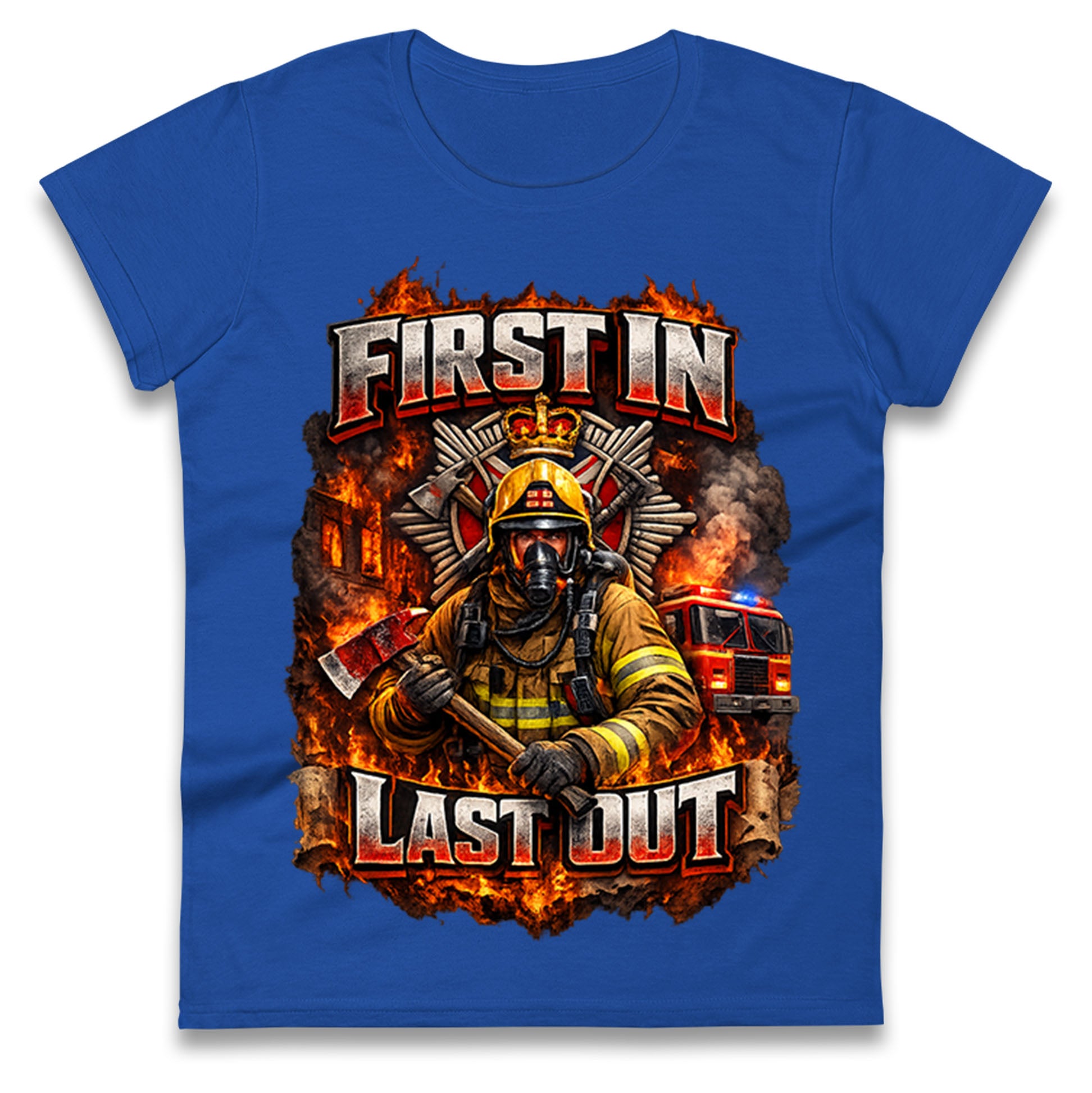 Firefighter First in Last Out Ladies T Shirt 