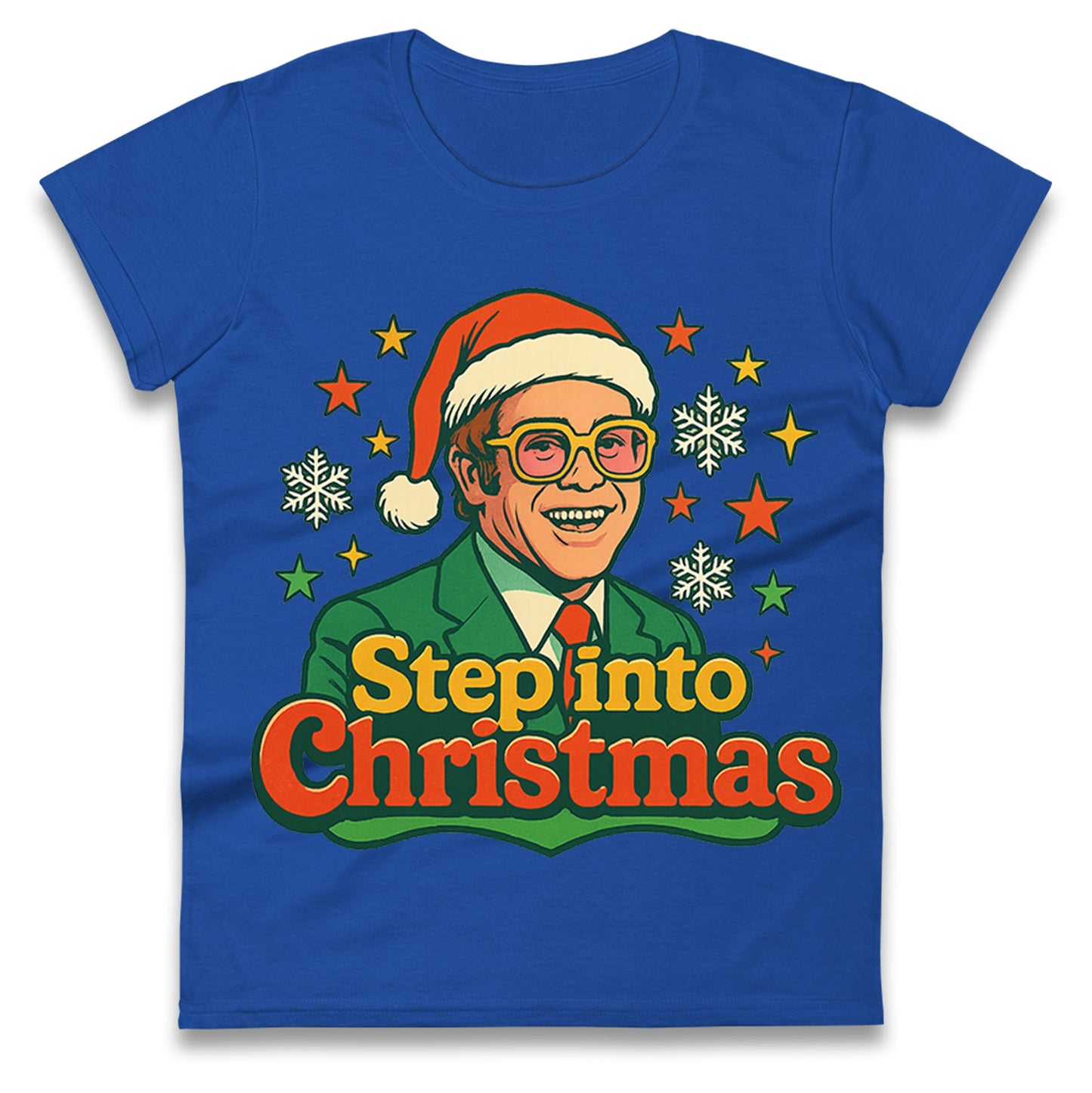 Elton John Christmas Ladies T Shirt 