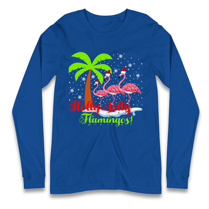Holly Jolly Flamingos Christmas Long Sleeve T Shirt