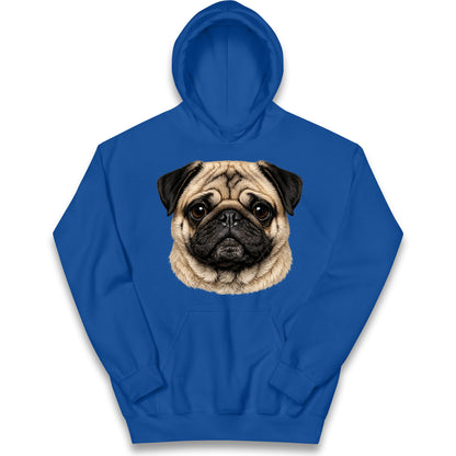 Pug Dog Face Kids Hoodie