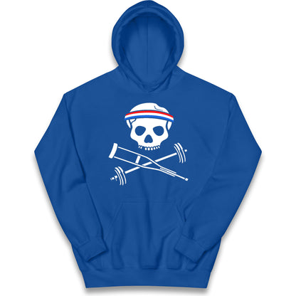 Johnny Knoxville Crutch Barbell and Bones Kids Hoodie