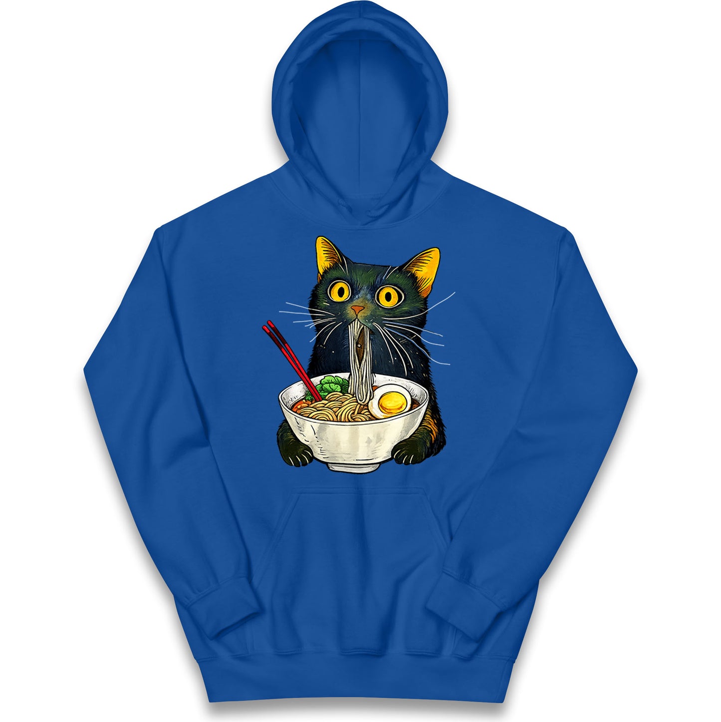 Ramen Noodle Black Cat Foodie Lover Meme Kids Hoodie