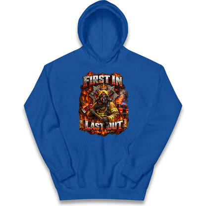 Firefighter First in Last Out Kids Hoodie