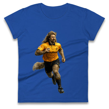 Retro John The Wolf Wolves Football Ladies T Shirt 