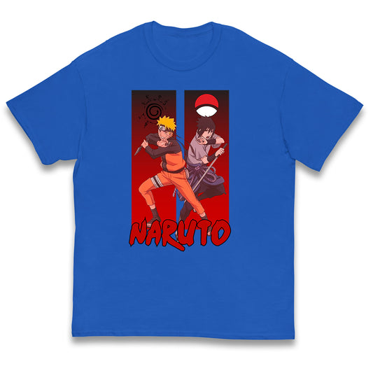 naruto eight trigrams sealing and sasuke uchiha crest t shirt