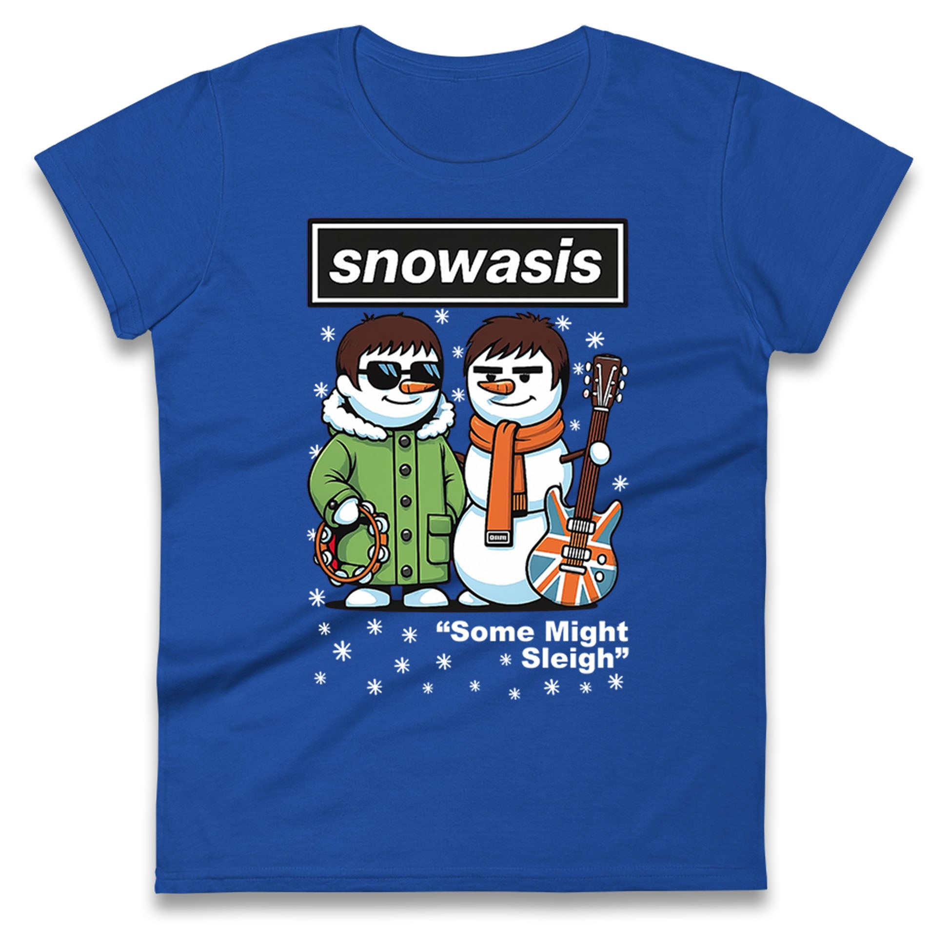 Snowasis Might Sleigh Xmas Music Band  Ladies T Shirt 