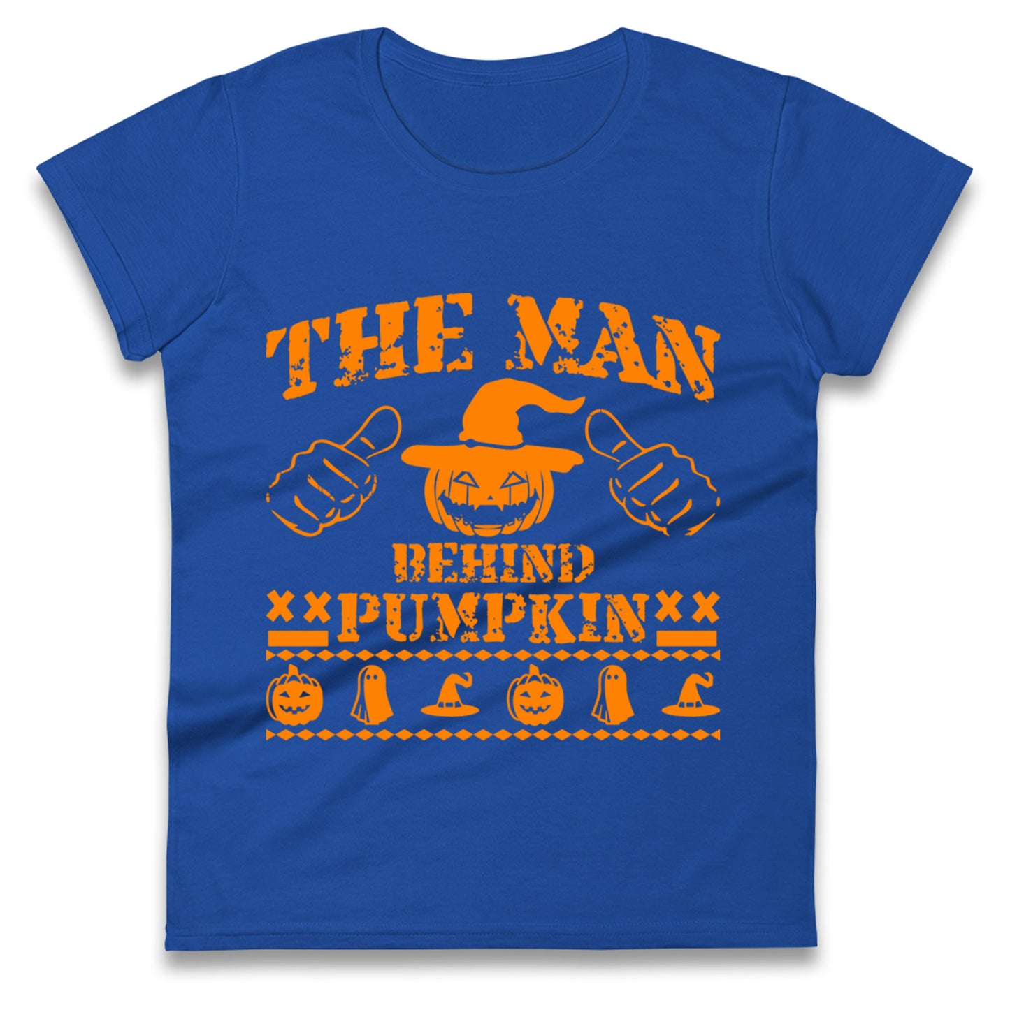 The Man Behind Pumpkin Halloween Womens t shirt