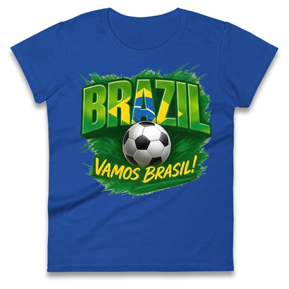 Brazil Retro Football Ladies T Shirt