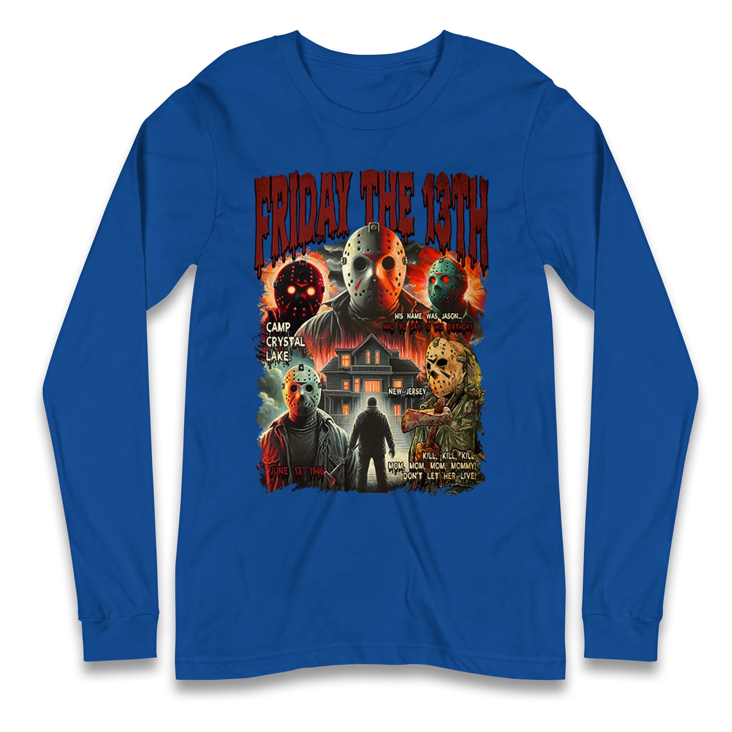 Jason voorhees Friday The 13th horror Halloween Bootleg Long Sleeve T Shirt