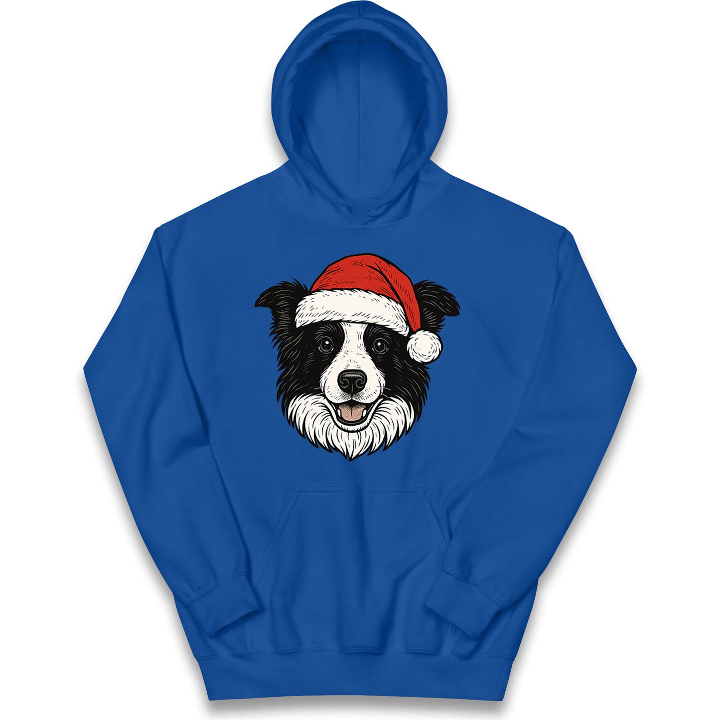 Border Collie Face Christmas Kids Hoodie