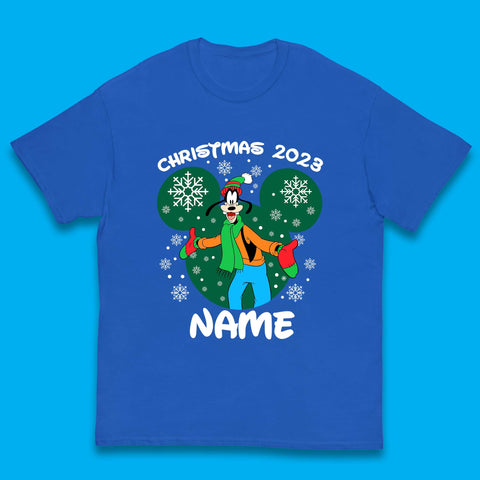 Personalised Christmas 2023 Your Name Santa Goofy And Pluto Xmas Disney Mickey And Friends Kids T Shirt