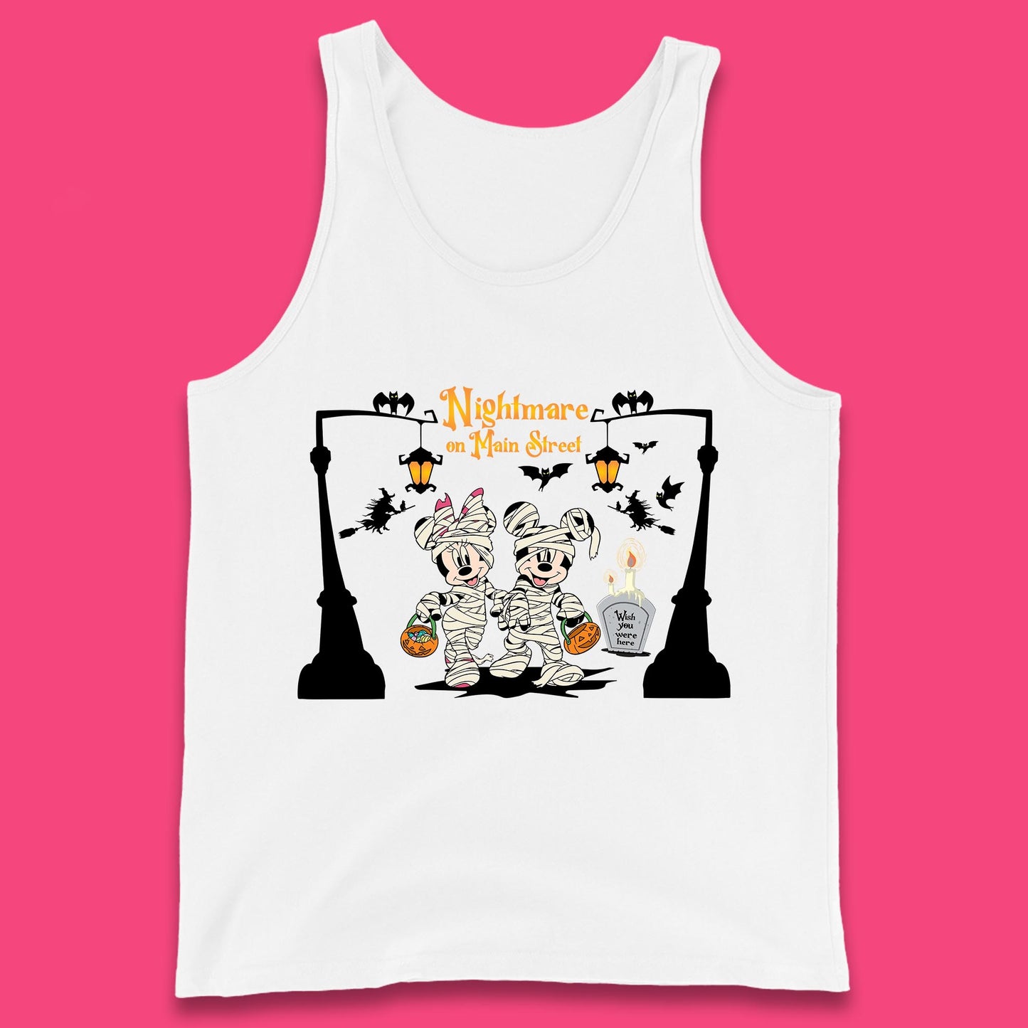 Nightmare On Main Street Disney Halloween Mickey Minnie Mouse Mummy Disneyland Trip Tank Top